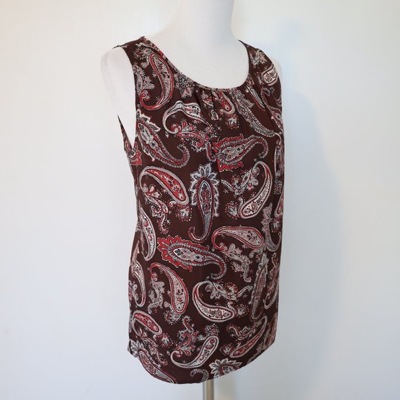 ANN TAYLOR LOFT Medium Sleeveless Blouse Burgundy - Picture 3 of 7